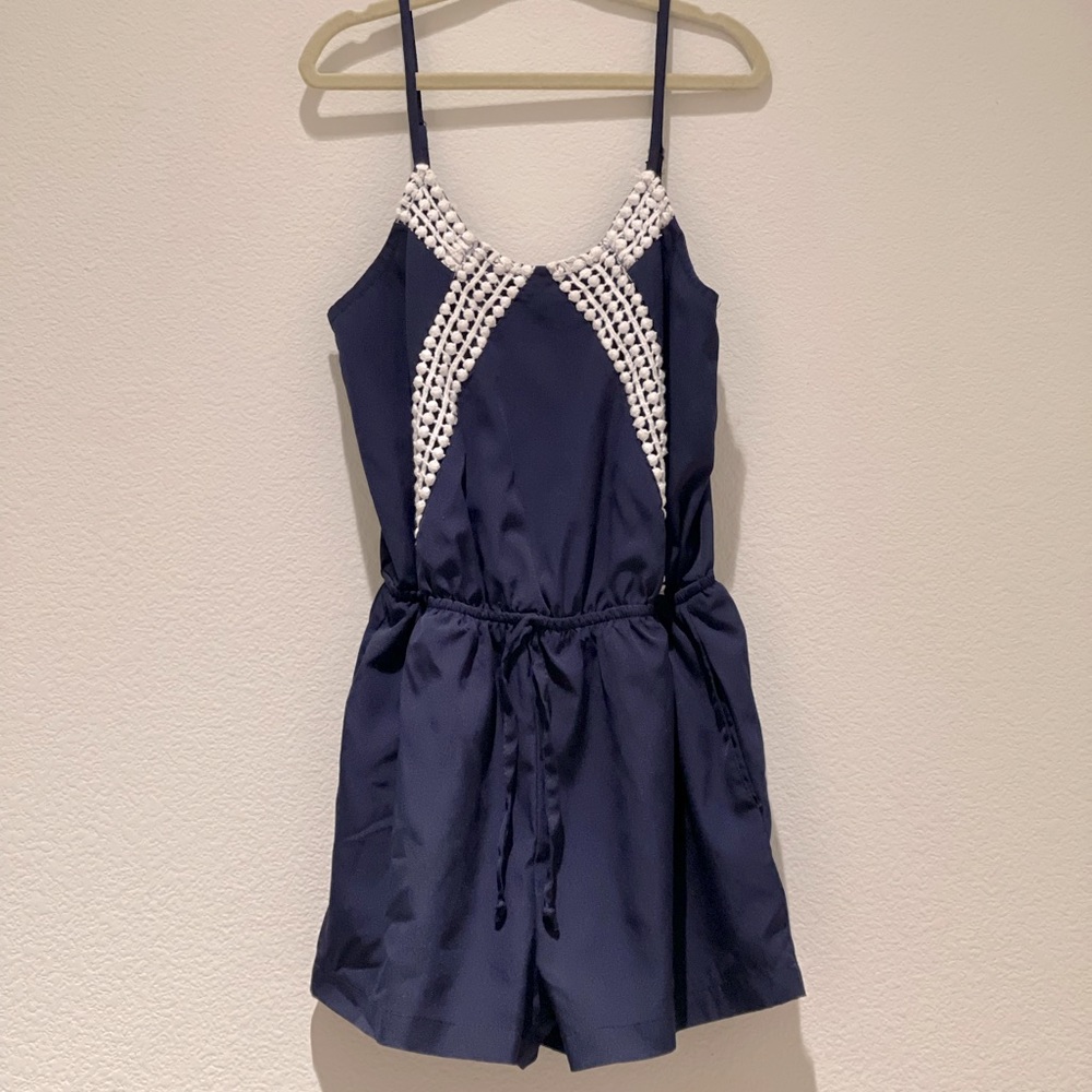 Royal Blue Romper with Crochet Detail